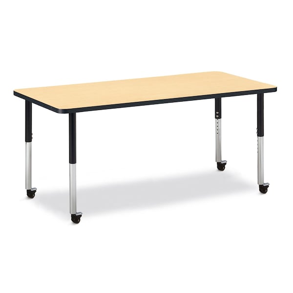 Berries Rectangle Activity Table, 30 in. x 72 in., Mobile, Maple/Black/Black